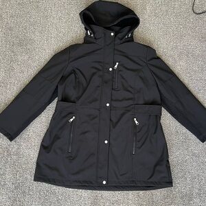 Calvin Klein Women's Soft Shell Jacket in Black with Silver Hardware Size 2X